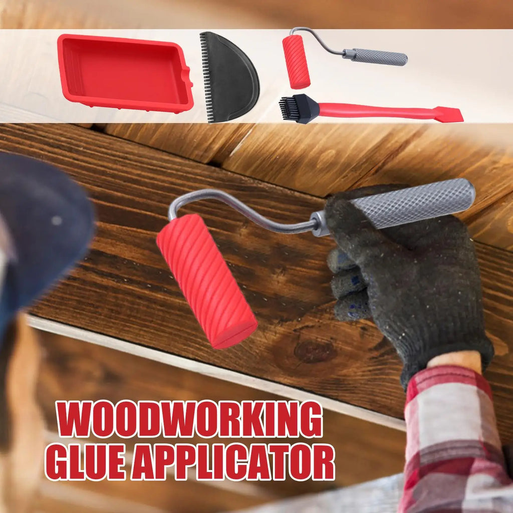 Wood Glue Roller Kit with Tray, Brush & Scraper | Woodworking