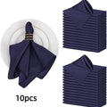 10pcs Silky Satin Dinner Napkins 30x30cm | Party Table Decor Satin Cloth Napkins Nixie Dark Blue