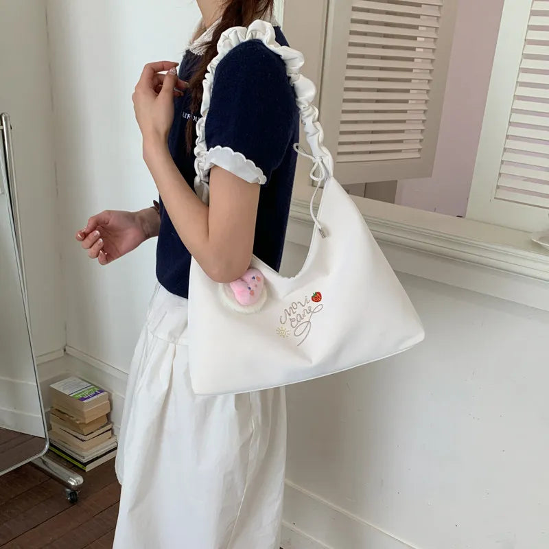 Korean Pleated Cloud Shoulder & Crossbody Bag for Women Shoulder Crossbody Bag Nixie White