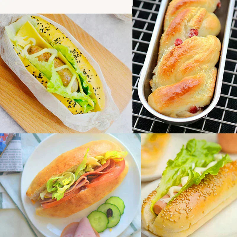 7-Inch Non-Stick Hot Dog Bun Mold | Carbon Steel Bakeware Bread Baking Mold Nixie