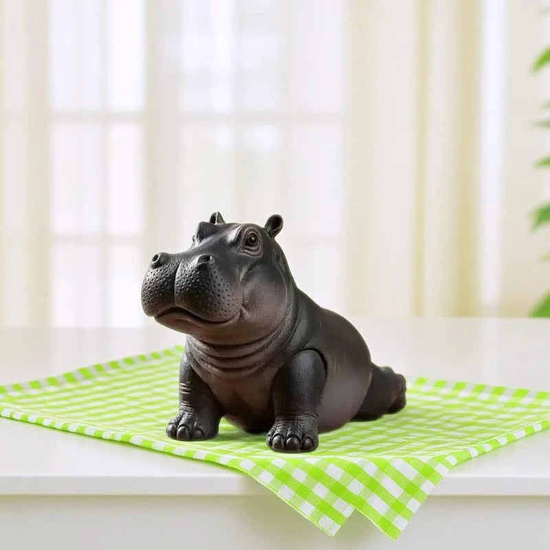 Yoga Hippo Statue – Handcrafted Resin Hippopotamus Figurine Resin Figurine Nixie