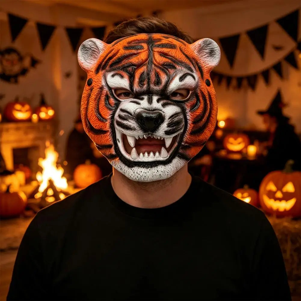 Realistic Tiger Full Face Mask – Halloween & Masquerade Costume