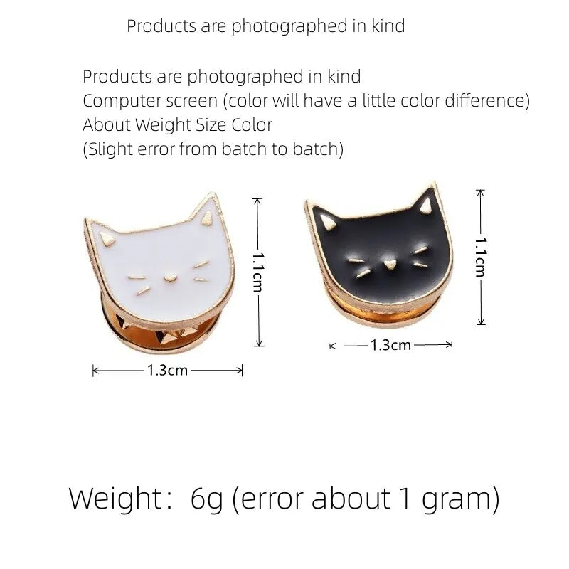 2pcs Gold Cute Kitty Cat Enamel Brooches – Black & White Pins Enamel Brooch Pin Nixie
