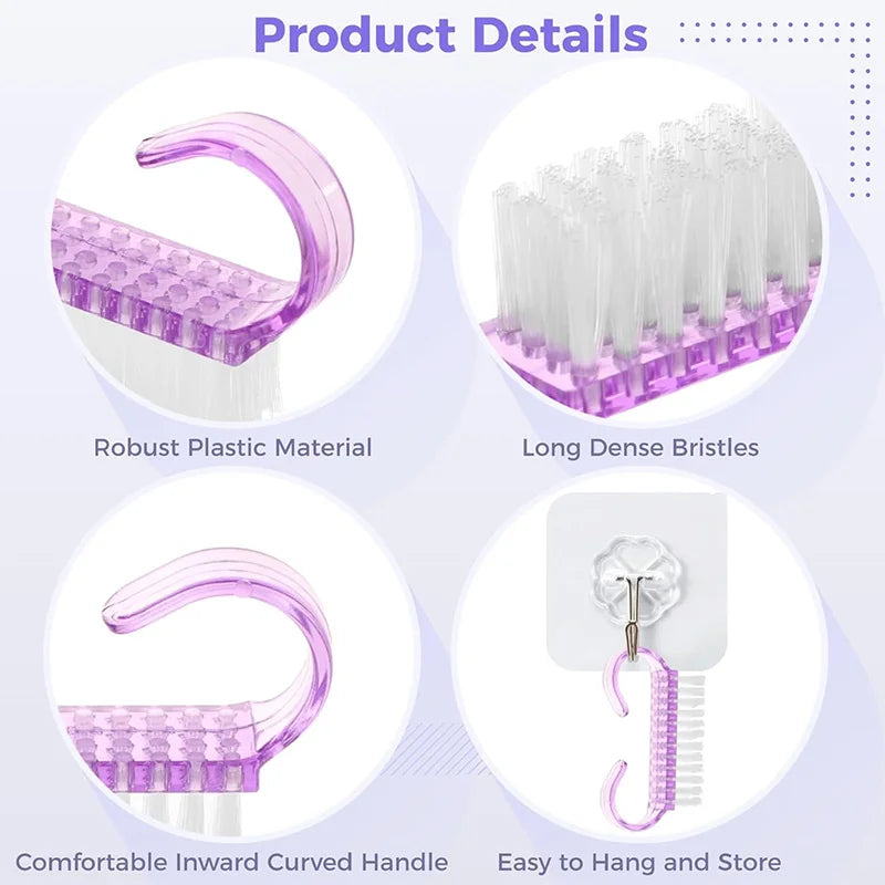 10Pcs Nail Cleaning Brushes – Manicure & Pedicure Tool Set