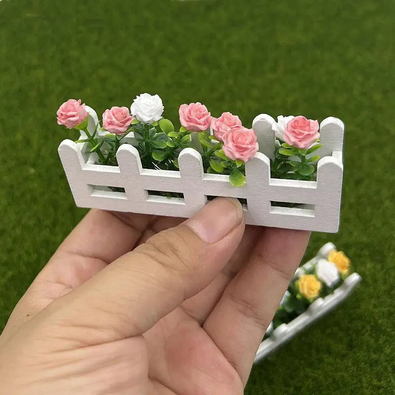 1:12 Dollhouse Miniature Potted Rose Flower Ornament Dollhouse Miniature Decor Nixie