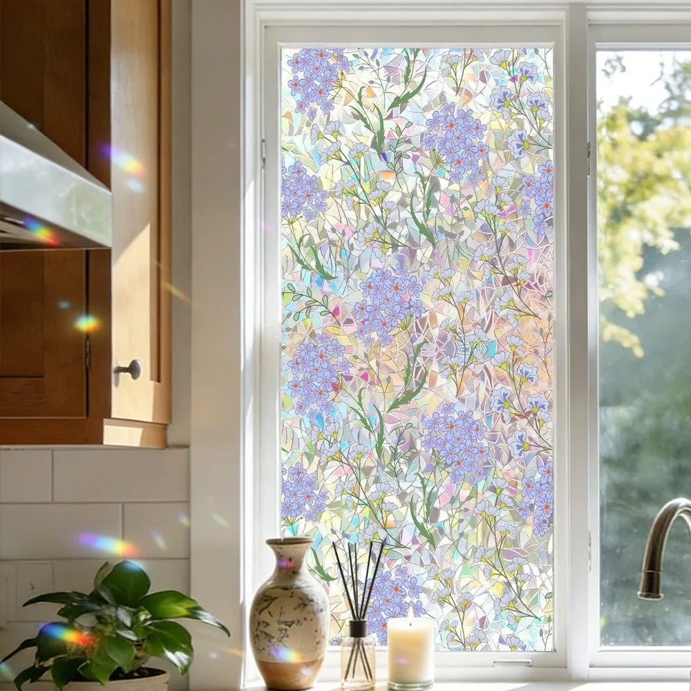 PVC Floral Window Privacy Film – Static Cling Stained Glass