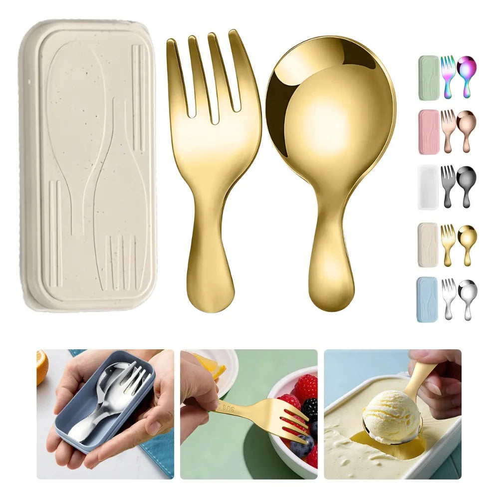 Mini Portable Camping Cutlery Set – Spoon & Fork Lunch Kit
