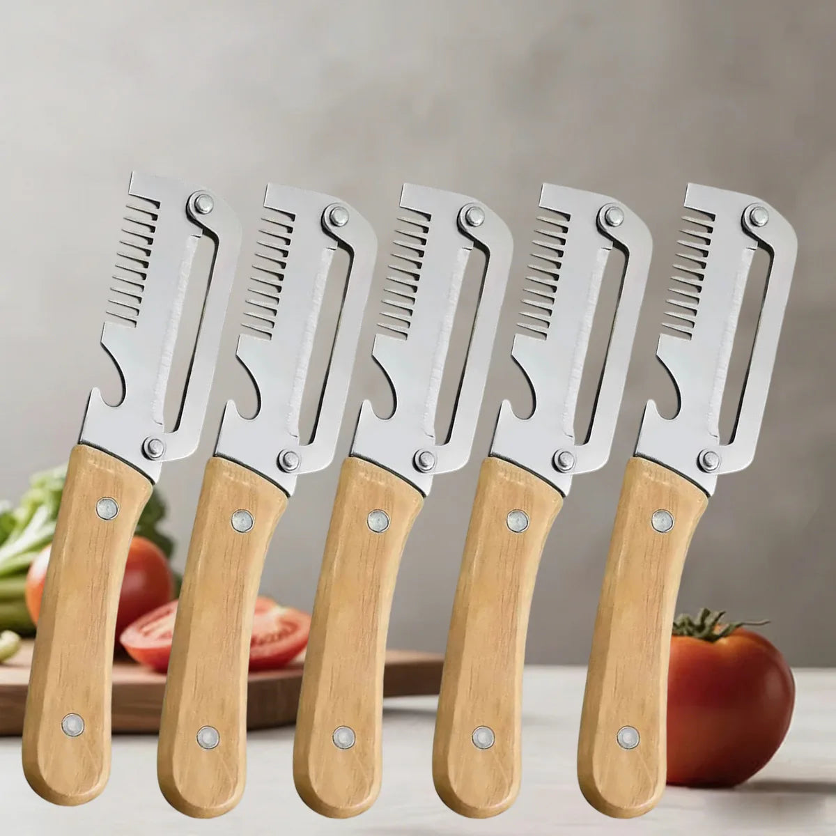 Stainless Steel Fruit & Vegetable Peeler Set – Wood Handle Vegetable Peeler Set Nixie