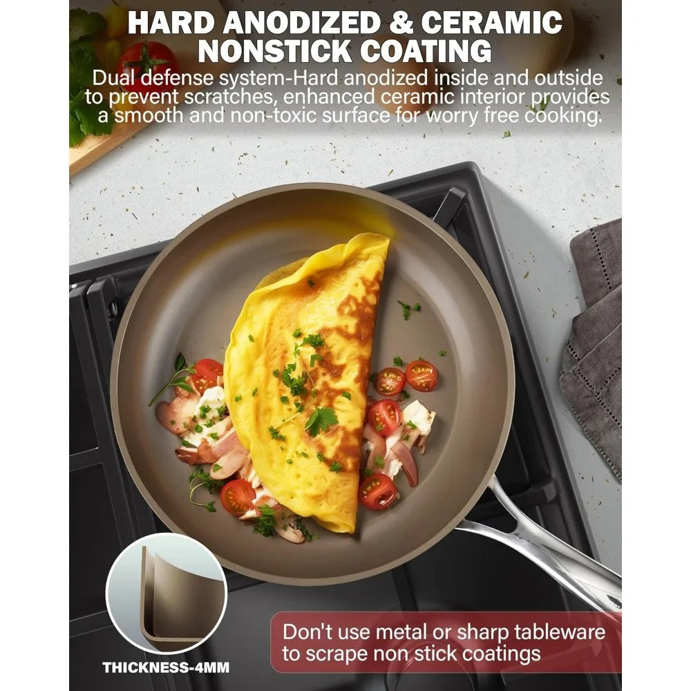 FEB.WIND 11-Inch Titanium Nonstick Skillet | Gas & Induction Nonstick Frying Pan Nixie
