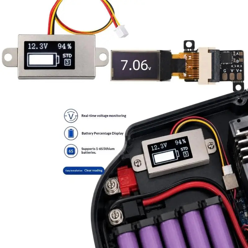 OLED Digital Voltmeter Battery Tester 1-6S DC 0-30V Digital Voltmeter Tester Nixie