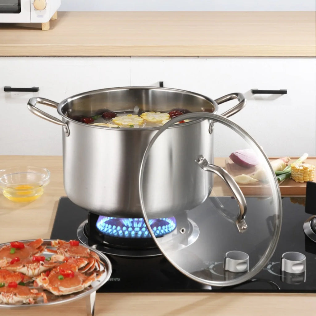 FEB.WIND Hybrid Nonstick Stockpot – Oven-Safe 900°F Glass Lid Nonstick Stockpot Nixie