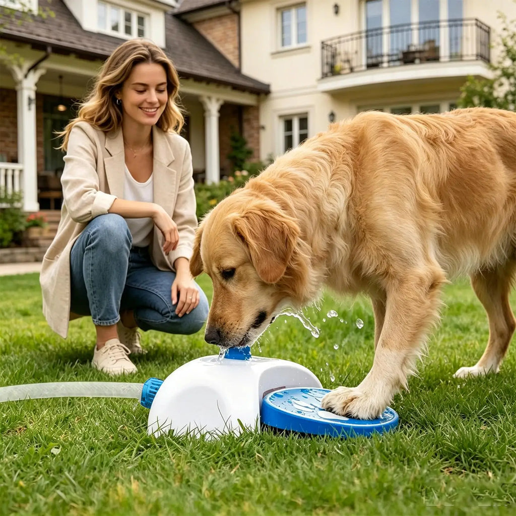 Paw-Activated Outdoor Dog Water Dispenser & Sprinkler Toy Dog Water Fountain Nixie