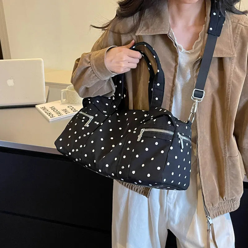 Korean Polka Dot Large Tote Bag – Shoulder & Crossbody Shoulder Tote Bag Nixie