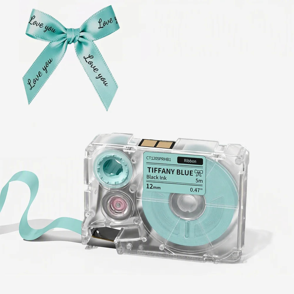 Phomemo A30 P15 Satin Fabric Ribbon Cartridges 12mm DIY Crafts Fabric Ribbon Cartridge Nixie Tiffany Blue