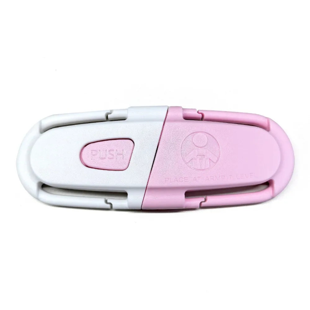Child Car Seat Chest Harness Clip – Adjustable Safety Belt Car Seat Accessory Nixie White Pink
