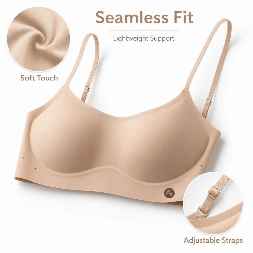 Women's Seamless Wireless Bra – Breathable Low-Neck Daily Wear Wireless Seamless Bra Nixie