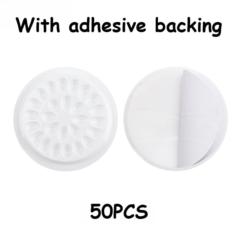 50 Pcs Disposable Eyelash Glue Palettes – Pink White Purple