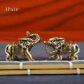 Brass Lucky Elephant Miniature Figurine | Antique Bronze Statue Decorative Figurine Nixie 1pair