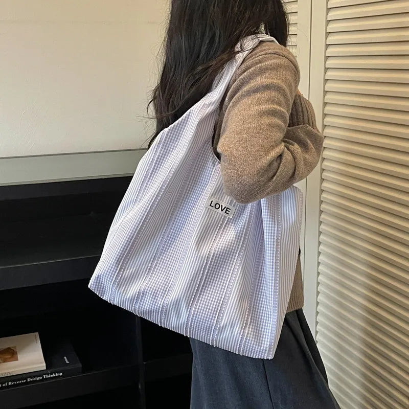 Korean-Style Canvas Tote Bag – Large Shoulder Bag for Women Canvas Shoulder Tote Nixie Purple