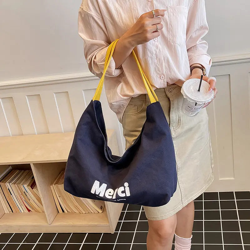 Korean Canvas Tote Bag – Large Capacity Women's Shoulder Bag Canvas Tote Bag Nixie
