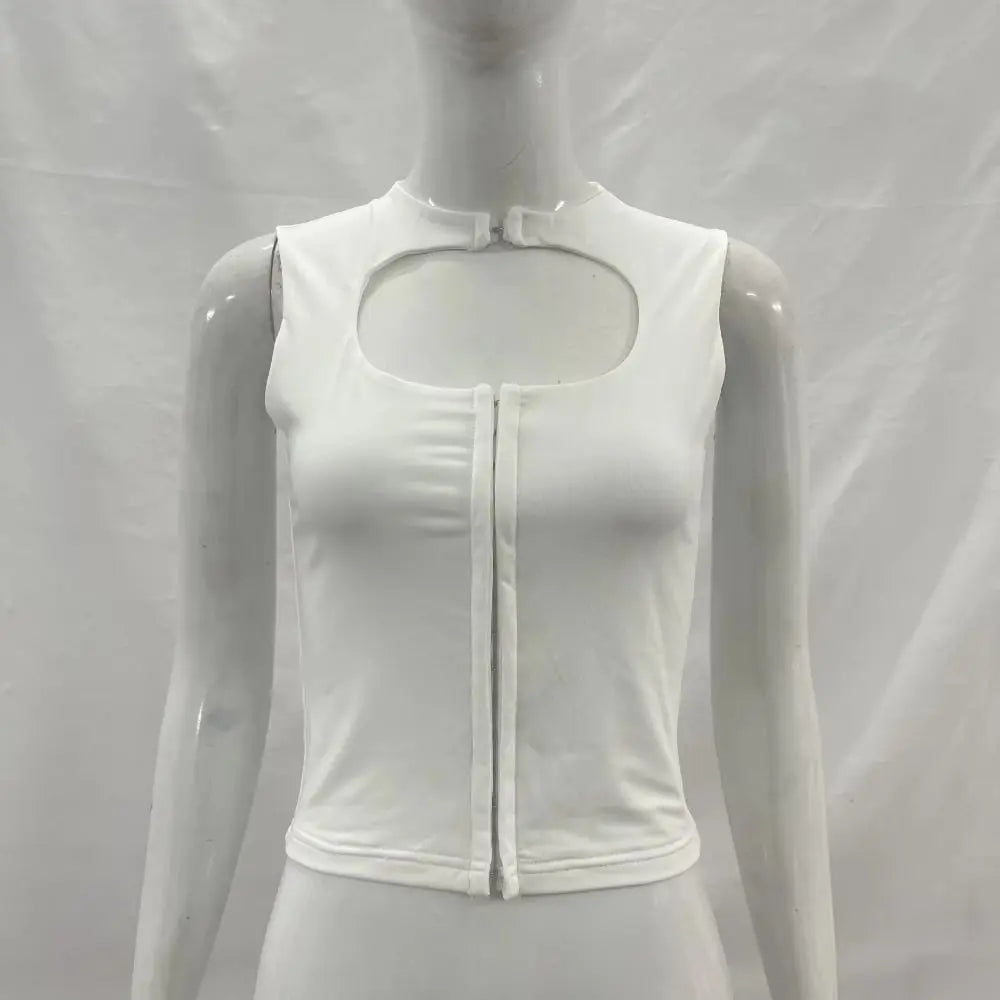 Y2K Chest Cutout Crop Tank Top – Front Buckle Sleeveless Crop Tank Top Nixie