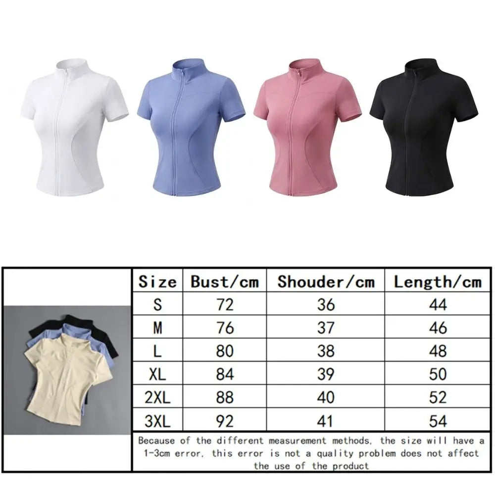 Women's Slim Fit Zip Front Short Sleeve Sports Workout Top Women's Sports Top Nixie