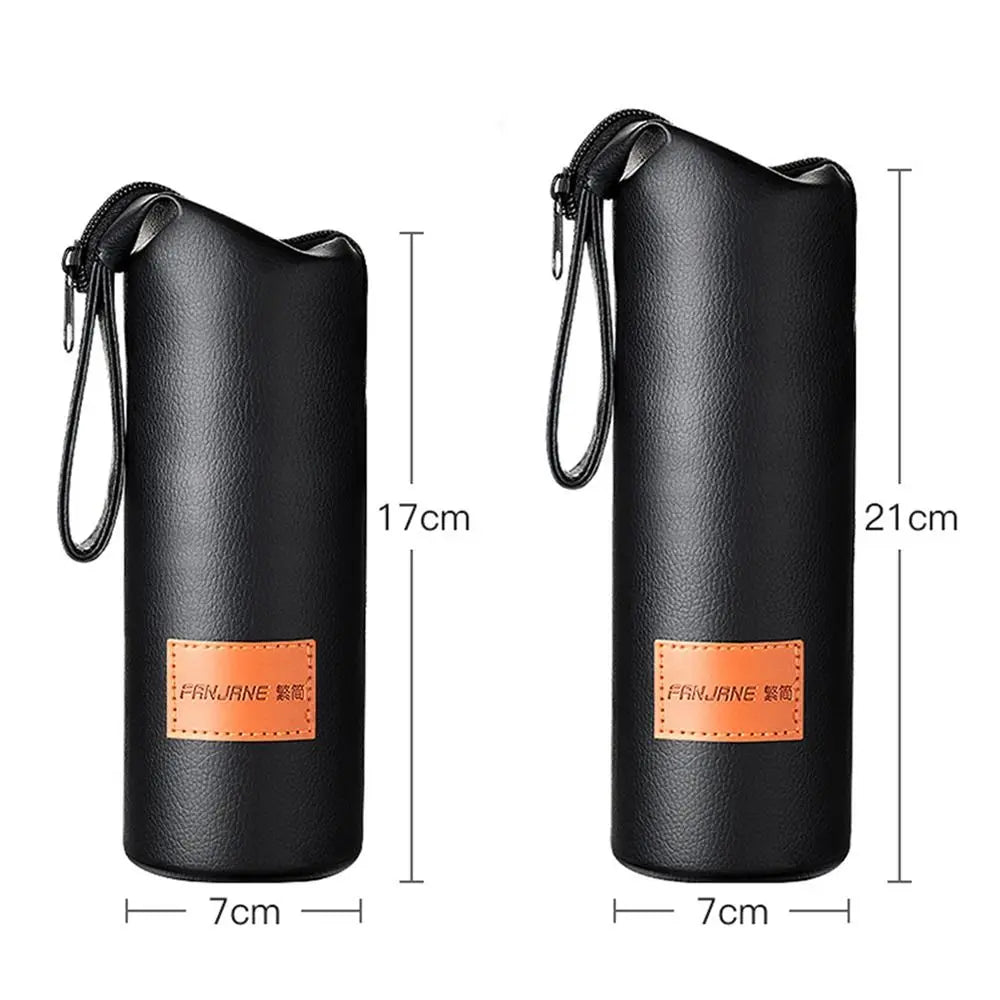 PU Leather Water Bottle Sleeve Pouch with Carry Rope – Black Bottle Sleeve Pouch Nixie