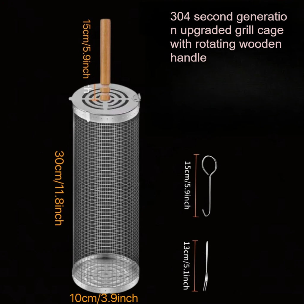 Nesting Grill Baskets 304 Stainless Steel BBQ Rolling Net