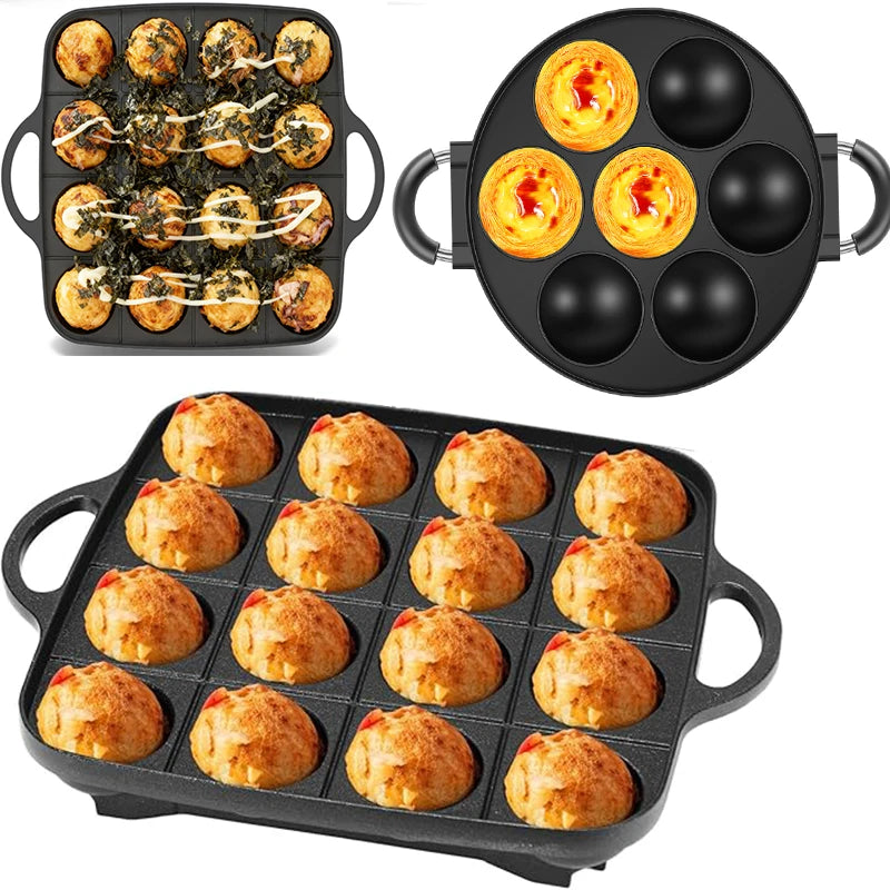 16-Hole Nonstick Takoyaki Pan – Die Cast Aluminum Cooker