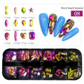 12-Grid Nail Art Rhinestone Kit – 120pc Flat Back Glass Gems Nail Art Rhinestones Nixie 08