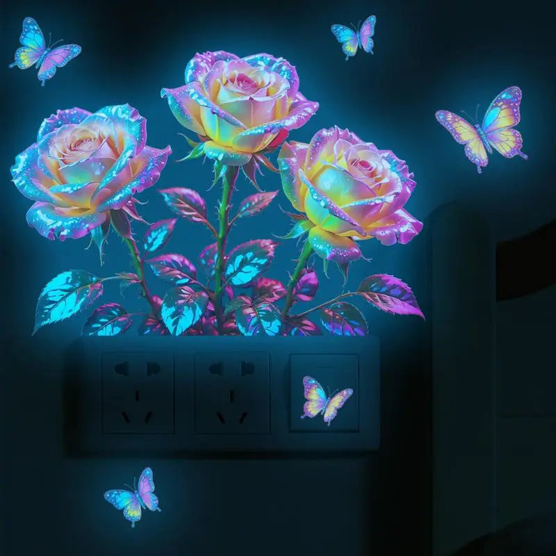 Glow-in-the-Dark Rose Toilet & Wall Decal Sticker | PVC Wall Decal Sticker Nixie