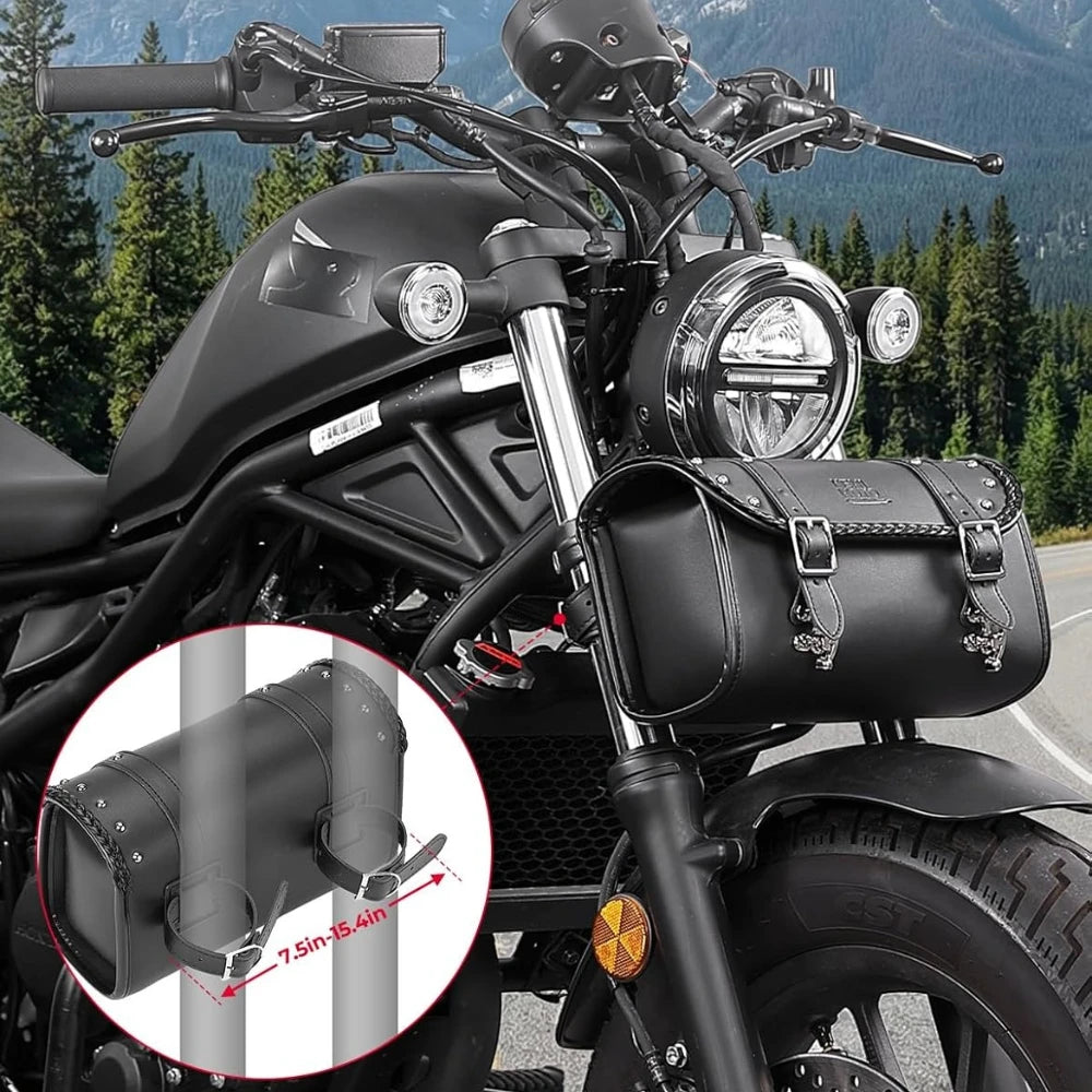 Motorcycle Fork Bag 4-5L PU Leather Waterproof Saddlebag Motorcycle Saddlebag Nixie
