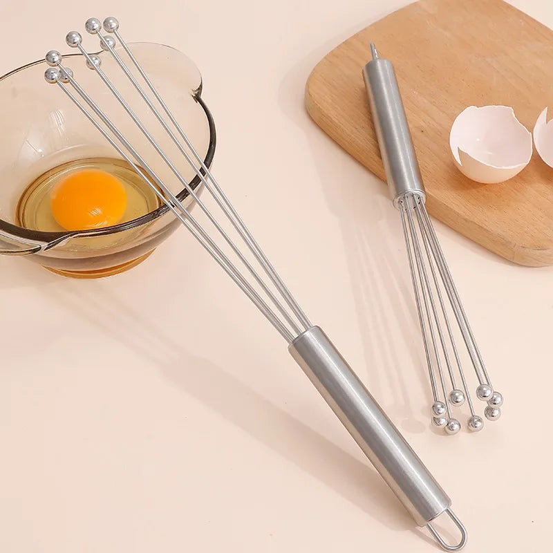 Stainless Steel Ball Whisk Set 10" & 12" – Manual Egg Beater Kitchen Whisk Set Nixie