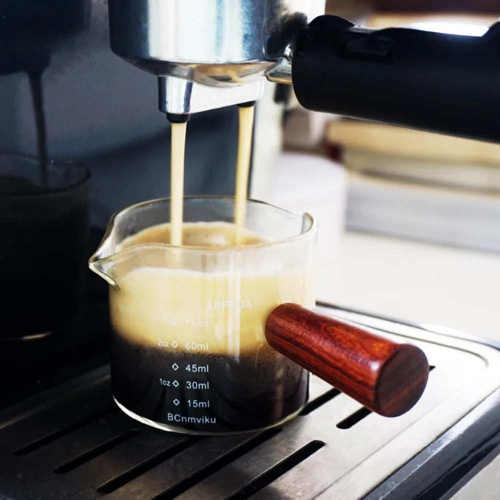 75ml Borosilicate Espresso Shot Glass with Wooden Handle Espresso Shot Glass Nixie