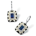 Blue Stone Art Deco Drop Dangle Earrings – Bridal Gift Drop Dangle Earrings Nixie Blue