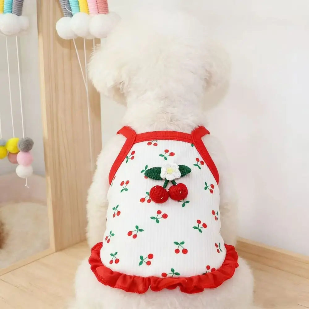 Breathable Cherry Dog Vest – Soft Pet Dress for Small Dogs Pet Dog Dress Nixie
