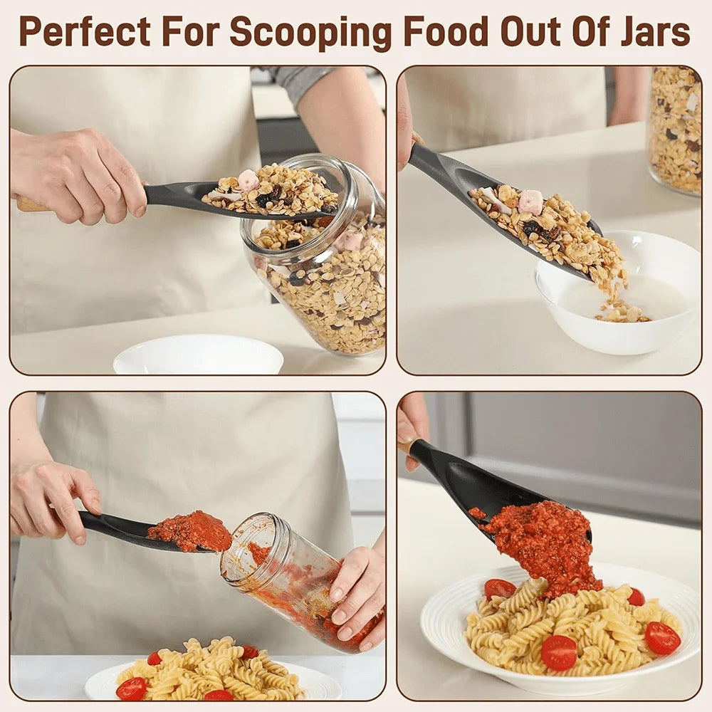 Silicone Cooking Spoon Spatula with Wooden Handle | Nixie Silicone Kitchen Spatula Nixie