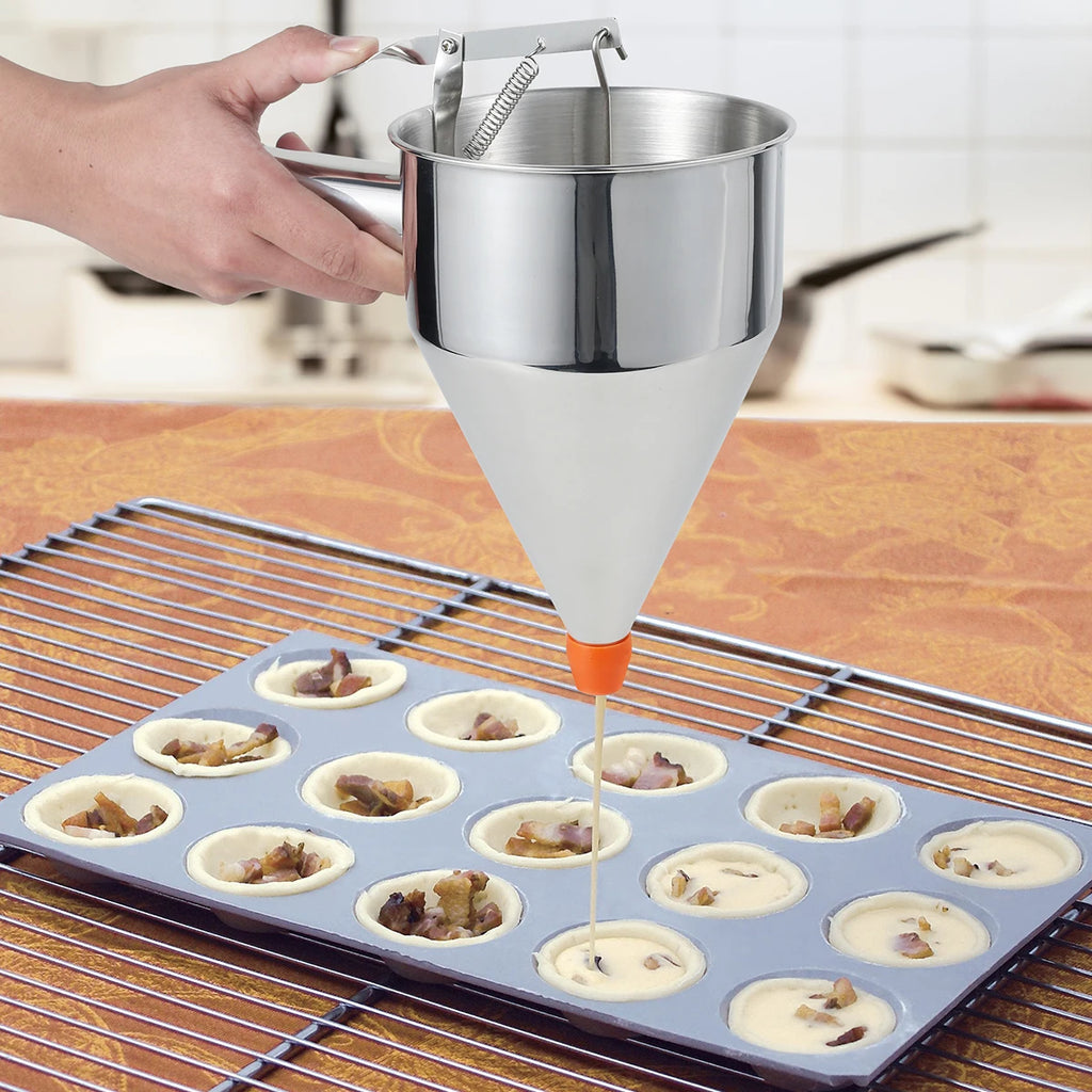 Stainless Steel Pancake Batter Dispenser with Stand & 4 Spouts