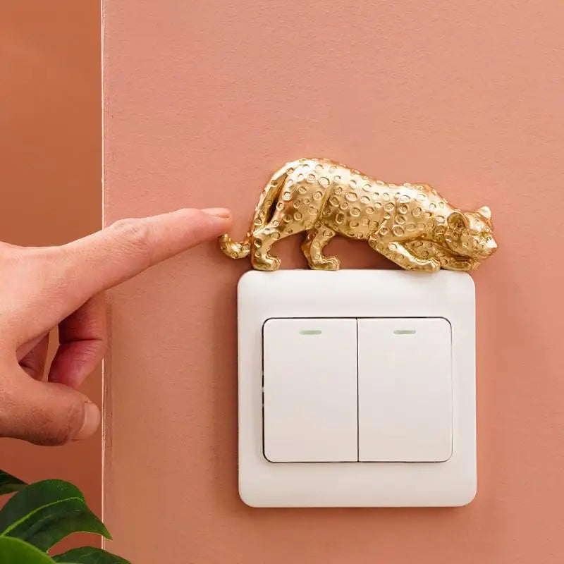 Leopard Resin Light Switch Decoration – Self-Adhesive Wall Decor Wall Decor Figurine Nixie