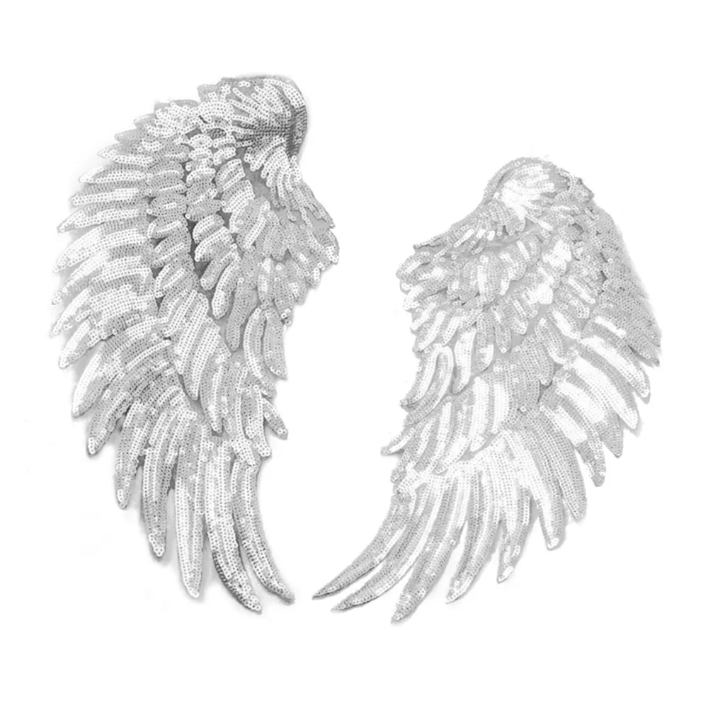 Silver Angel Wings Sequin Iron-On Patches | DIY Appliqués Iron-On Patch Nixie Default Title