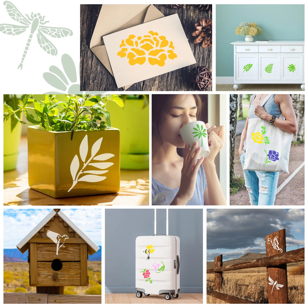 60 Pcs Reusable Painting Stencils – Floral & Bird DIY Templates Painting Stencils Set Nixie