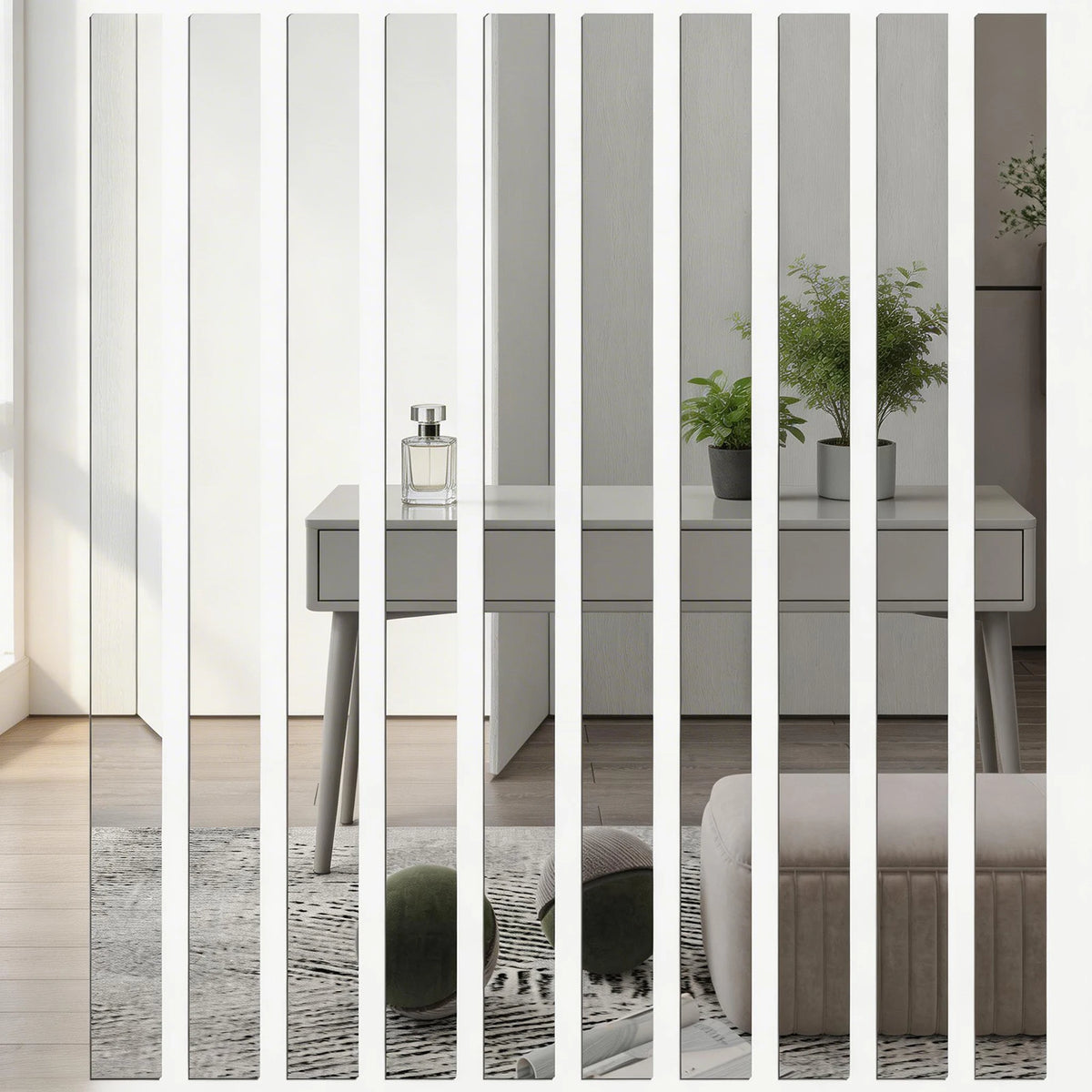 Acrylic 3D Silver Mirror Strip Wall Stickers – Home Decor Mirror Wall Stickers Nixie