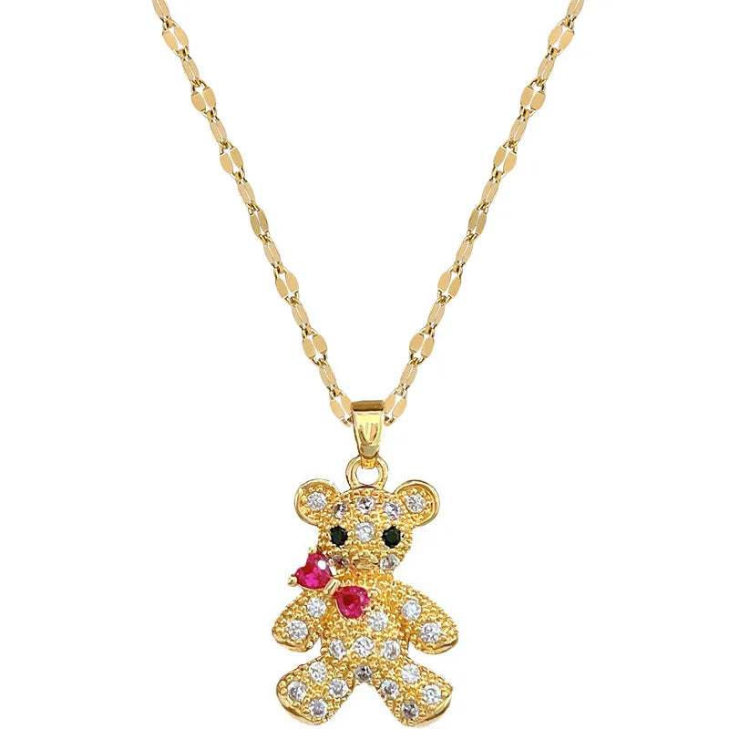 Butterfly Knot Bear Pendant Gold Choker Necklace for Women Pendant Choker Necklace Nixie