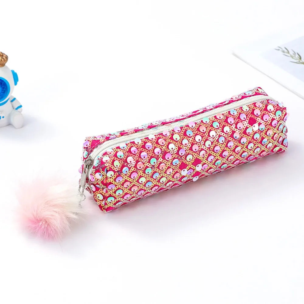 Rainbow Sequin Pencil Case – Shiny Zipper Pouch for Students