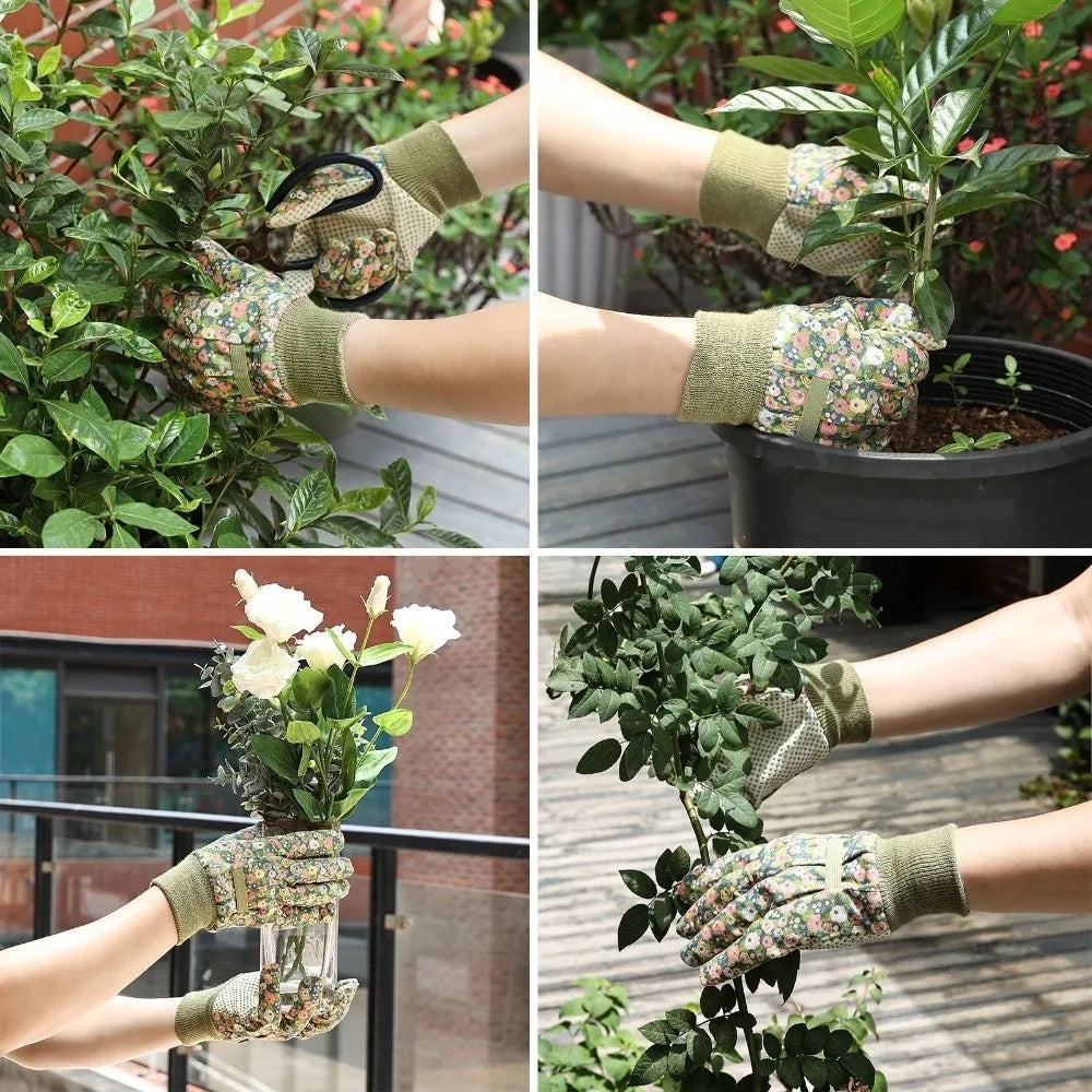 Thorn Proof Floral Gardening Gloves – Breathable Canvas Yard Work Gardening Gloves Nixie