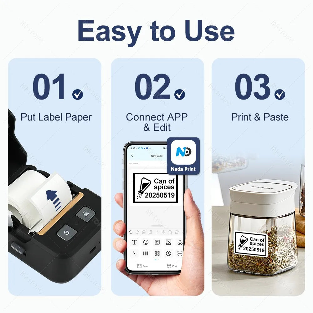 INSTOFC Pocket Bluetooth Thermal Label Printer – Inkless 2"