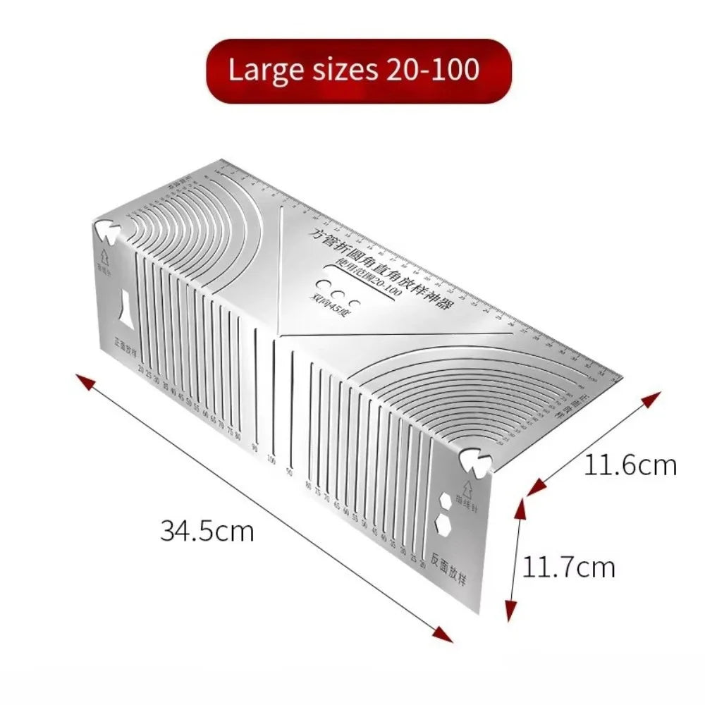 Arc Marking Ruler 90° Folding Right Angle Construction Tool