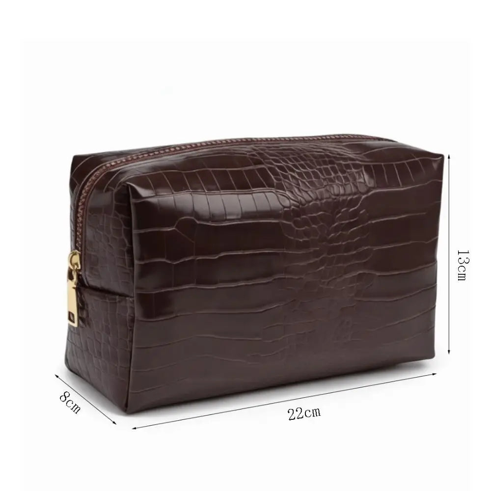 PU Leather Makeup Bag Waterproof Crocodile Embossed Travel Pouch Cosmetic Travel Bag Nixie