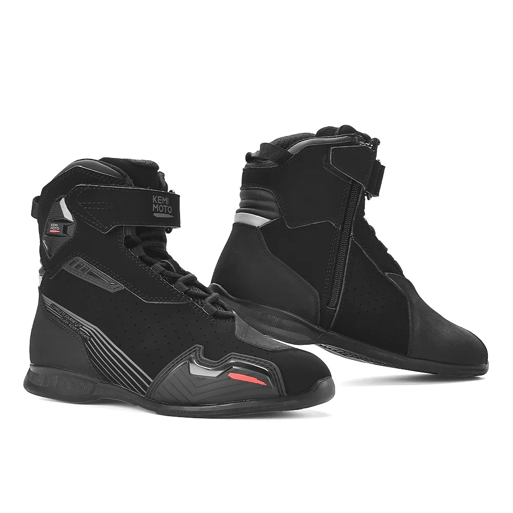 KEMITOUR Men's Motorcycle Ankle Boots – CE Certified Riding Motorcycle Ankle Boots Nixie Black 46