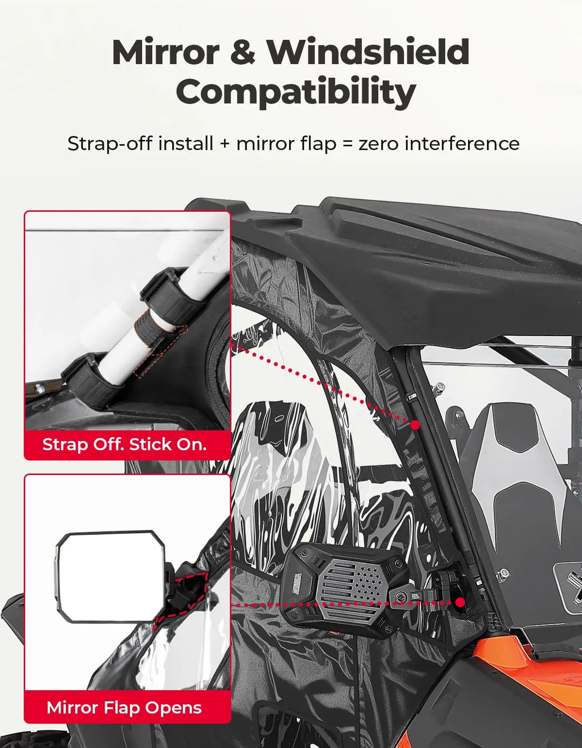KEMITOUR Soft Cab Doors for CFMOTO ZForce 500 800 1000 UTV UTV Soft Cab Doors Nixie